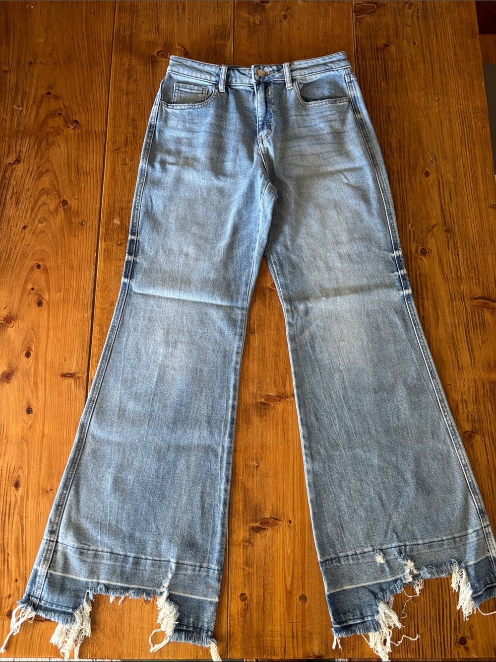 Flying Monkey Light Blue Wide-Leg Distressed Jeans
